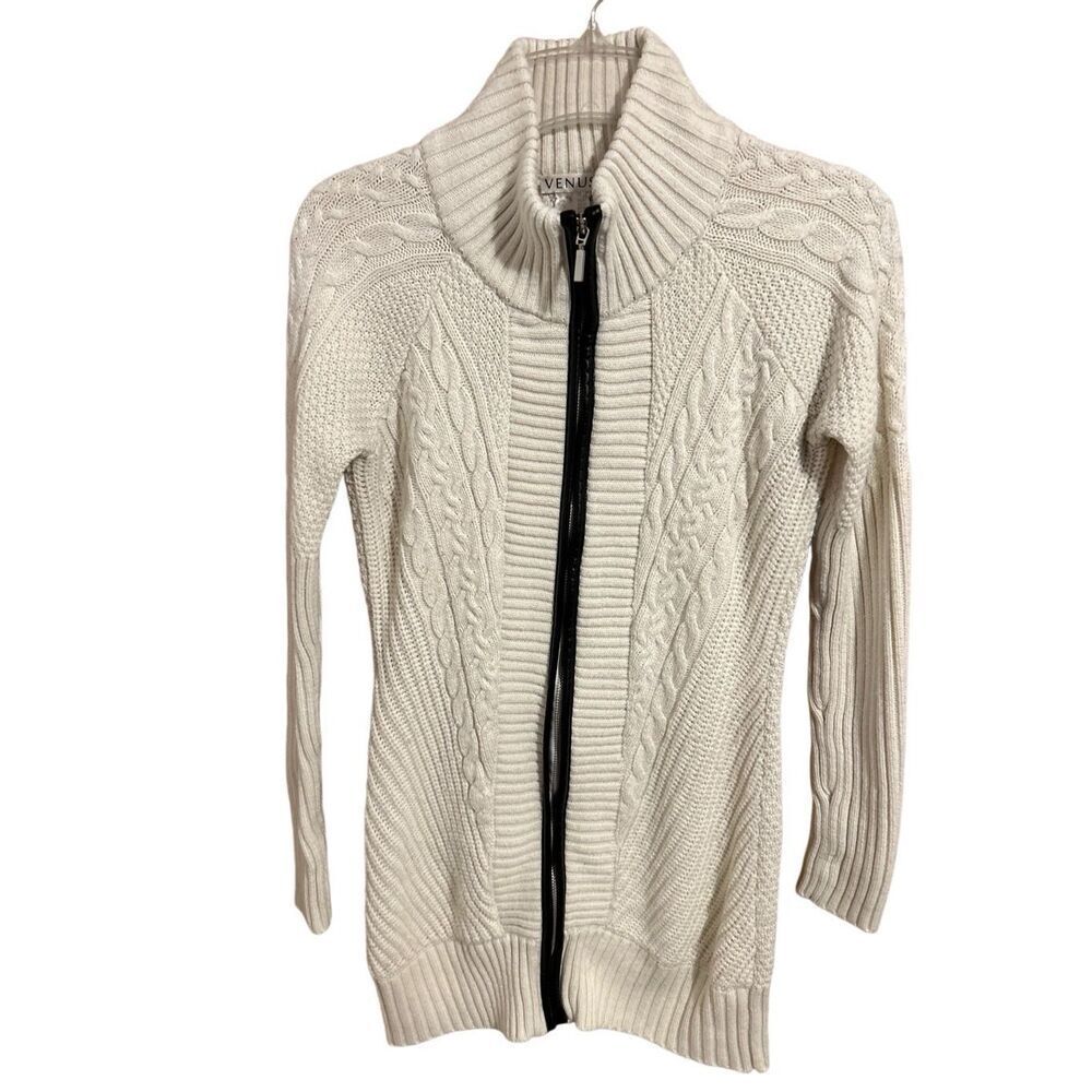 Venus Women’s Size XS Cable Knit Full Zip Up Sweater Cardigan